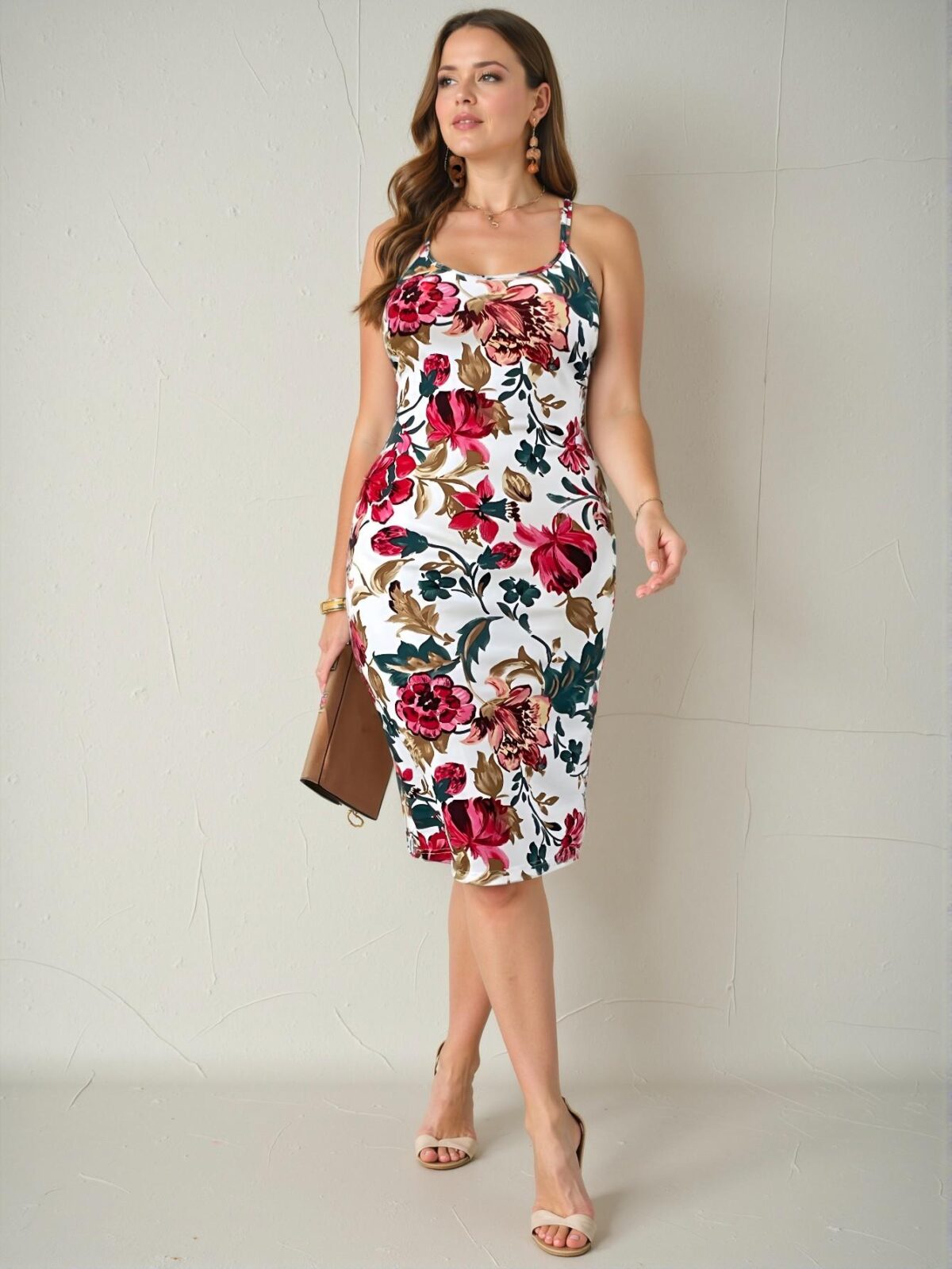 Elegant Multicolor Floral Print Crisscross Backless Halter Neck Bodycon Dress Chic, Classy and Trendy Fashion Style to Dress to Impress - Image 4