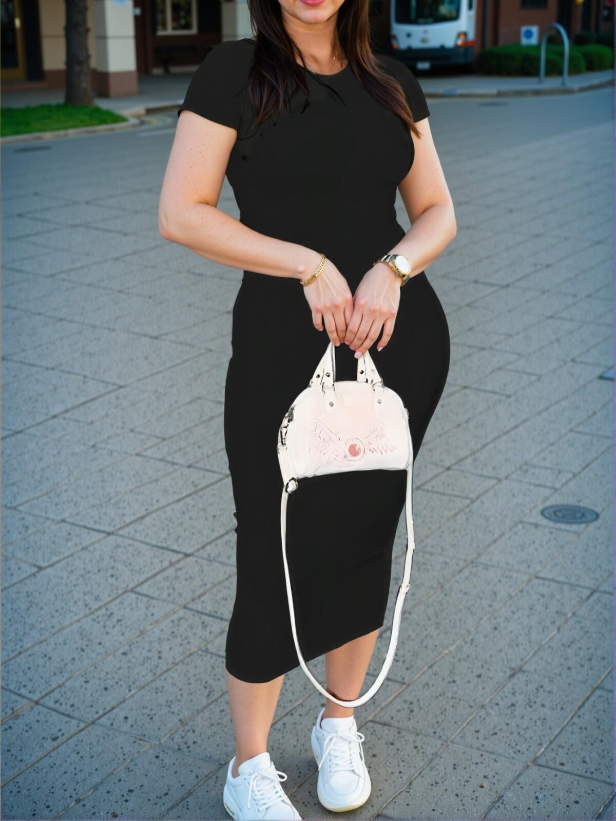 Elegant Black Casual Short Sleeve Bodycon Dress - Chic, Classy and Trendy Fashion Style to Dress to Impress