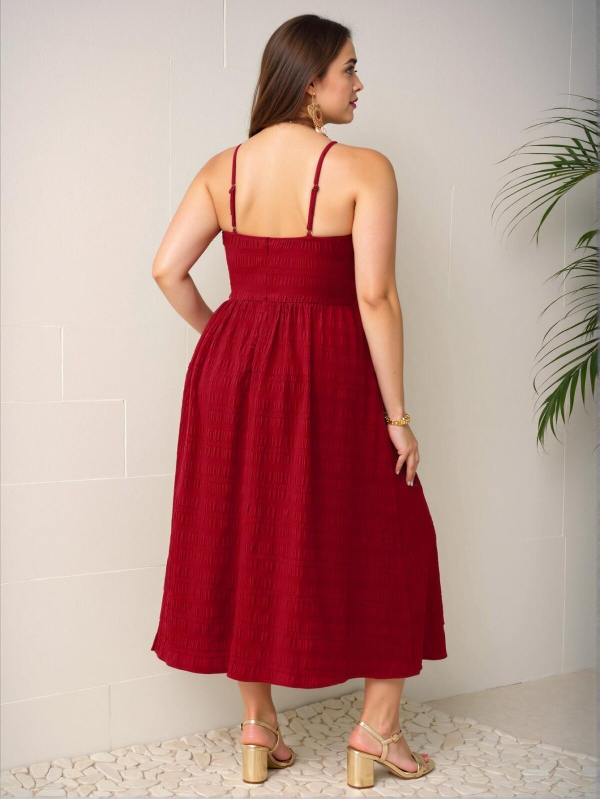 Elegant Red Twist Knot Cut-Out High Slit Cami Dress - Chic, Classy and Trendy Fashion Style to Dress to Impress - Image 2