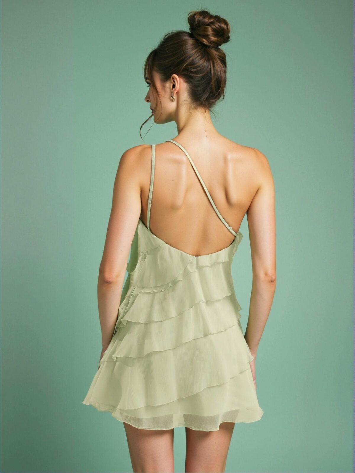 Elegant Mint Green Stylish Layered Lotus Leaf Mini Dress Perfect for Casual Dates, Night Out, Events, Pool Parties, School Season, and Concerts - Chic, Classy and Trendy Fashion Style to Dress to Impress