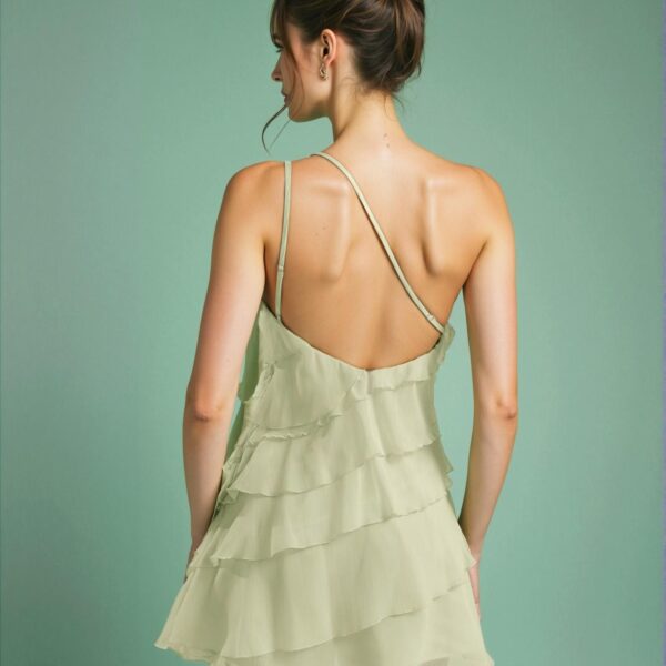 Elegant Mint Green Stylish Layered Lotus Leaf Mini Dress Perfect for Casual Dates, Night Out, Events, Pool Parties, School Season, and Concerts - Chic, Classy and Trendy Fashion Style to Dress to Impress