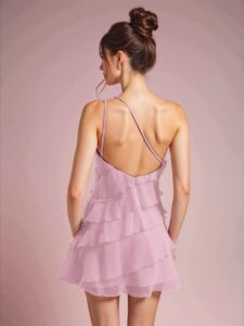 Elegant Baby Pink Flirty Layered Mini Dress Perfect for Dates, Nightclubs, and Festive Gatherings - Chic, Classy and Trendy Fashion Style to Dress to Impress