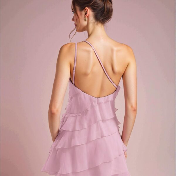 Elegant Baby Pink Flirty Layered Mini Dress Perfect for Dates, Nightclubs, and Festive Gatherings - Chic, Classy and Trendy Fashion Style to Dress to Impress