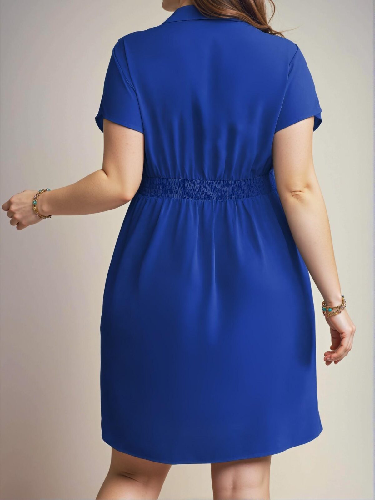 Elegant Blue Casual Batwing Sleeve Midi Dress with Knot Detail for a Chic, Classy and Trendy Fashion Style to Dress to Impress - Image 2