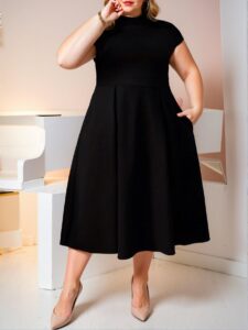 Elegant Black A-Line Maxi Dress with Stand Collar and Bowknot Detail for a Chic and Classy Look to Dress to Impress