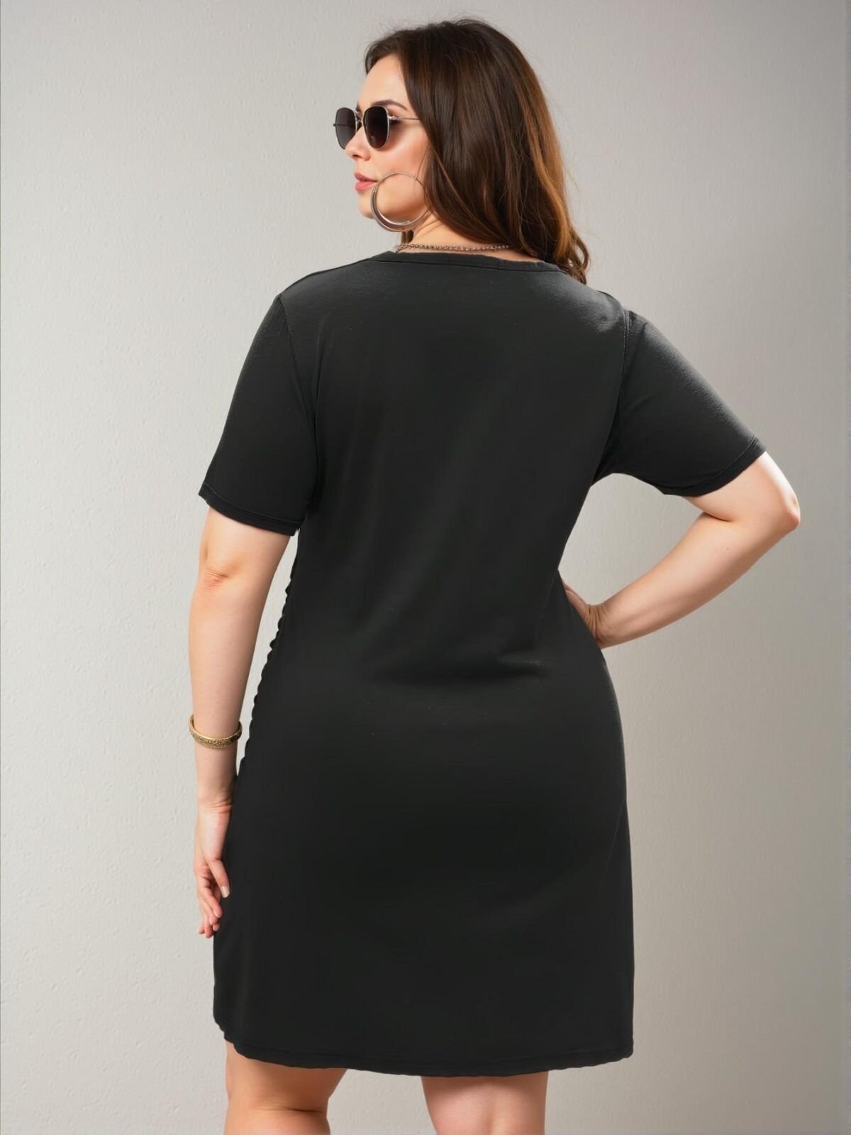 Elegant Black Stylish Wrap Fitted Dress with Tie Front Design for Chic, Classy and Trendy Fashion Style to Dress to Impress - Image 2