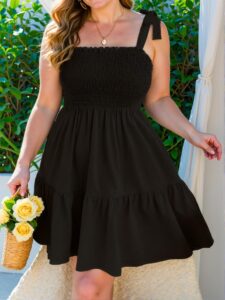 Elegant Black Flounce Hem Cami Dress with Tie Shoulder Details - Chic, Classy and Trendy Fashion Style to Dress to Impress