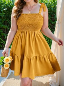 Elegant Mustard Yellow Chic Tied Cami Dress with Flounce Hem - Classy and Trendy Fashion Style to Dress to Impress