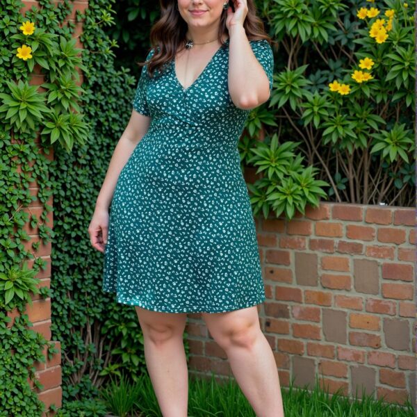 Elegant Apricot Chic Plus Size V-Neck Short Sleeve Allover Print Casual Mini Dress for Beach and Holiday Outfits Boho Style "Chic, Classy and Trendy Fashion Style to Dress to Impress"