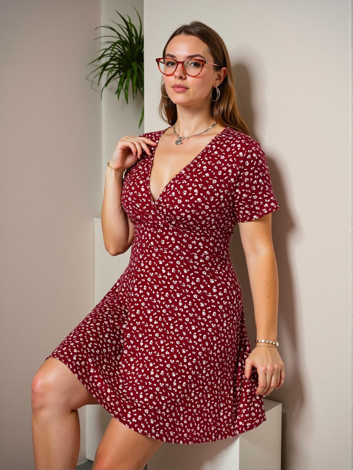Elegant Burgundy A-Line Floral Short Sleeve Dress Perfect for Vacation and Beach Getaways - Chic, Classy and Trendy Fashion Style to Dress to Impress - Image 5