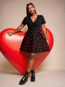 Elegant Multicolor Charming Color Block Heart Pattern V-Neck Dress Perfect for Celebrations and Summer Vibes Chic, Classy and Trendy Fashion Style to Dress to Impress