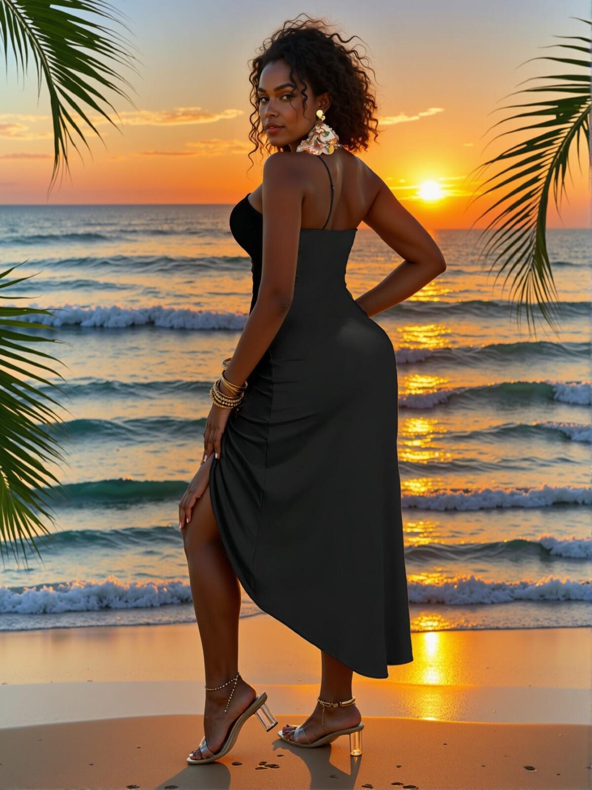 Elegant Black Strapless High-Low Vacation Dress for Spring and Summer - Chic, Classy and Trendy Fashion Style to Dress to Impress - Image 2