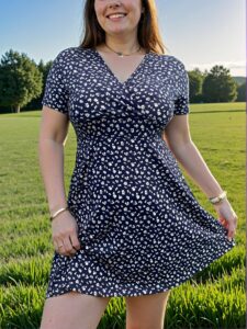 Elegant Navy Blue Boho Floral A-Line Dress for Summer and Beach Outings - Chic, Classy and Trendy Fashion Style to Dress to Impress