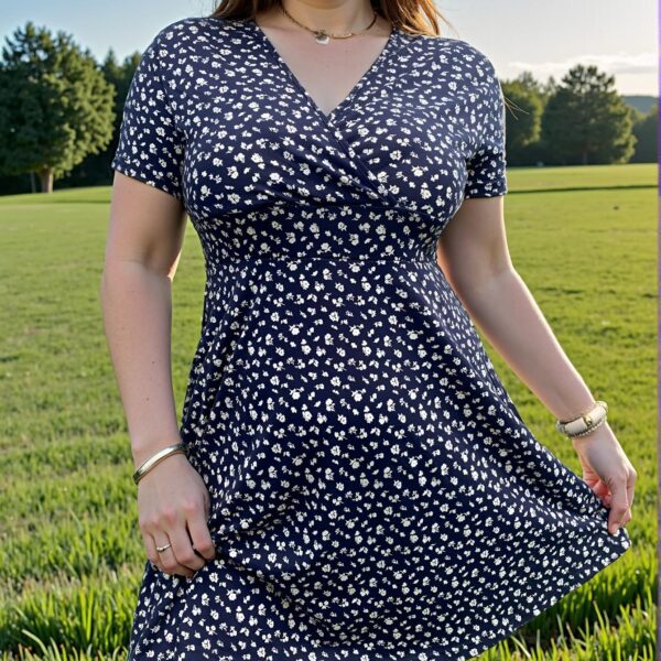 Elegant Navy Blue Boho Floral A-Line Dress for Summer and Beach Outings - Chic, Classy and Trendy Fashion Style to Dress to Impress