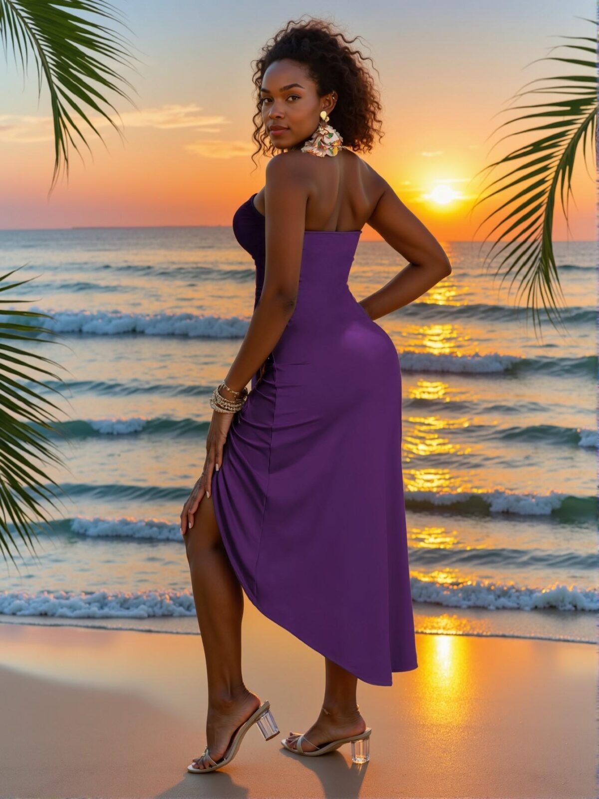 Elegant Purple Strapless High-Low Dress for Spring and Summer, Chic, Classy and Trendy Fashion Style to Dress to Impress - Image 2