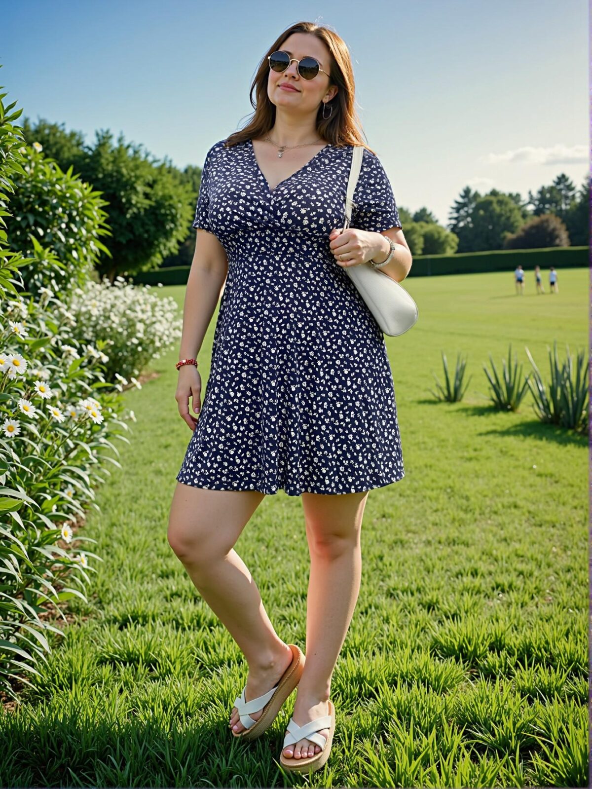 Elegant Navy Blue Boho Floral A-Line Dress for Summer and Beach Outings - Chic, Classy and Trendy Fashion Style to Dress to Impress - Image 4