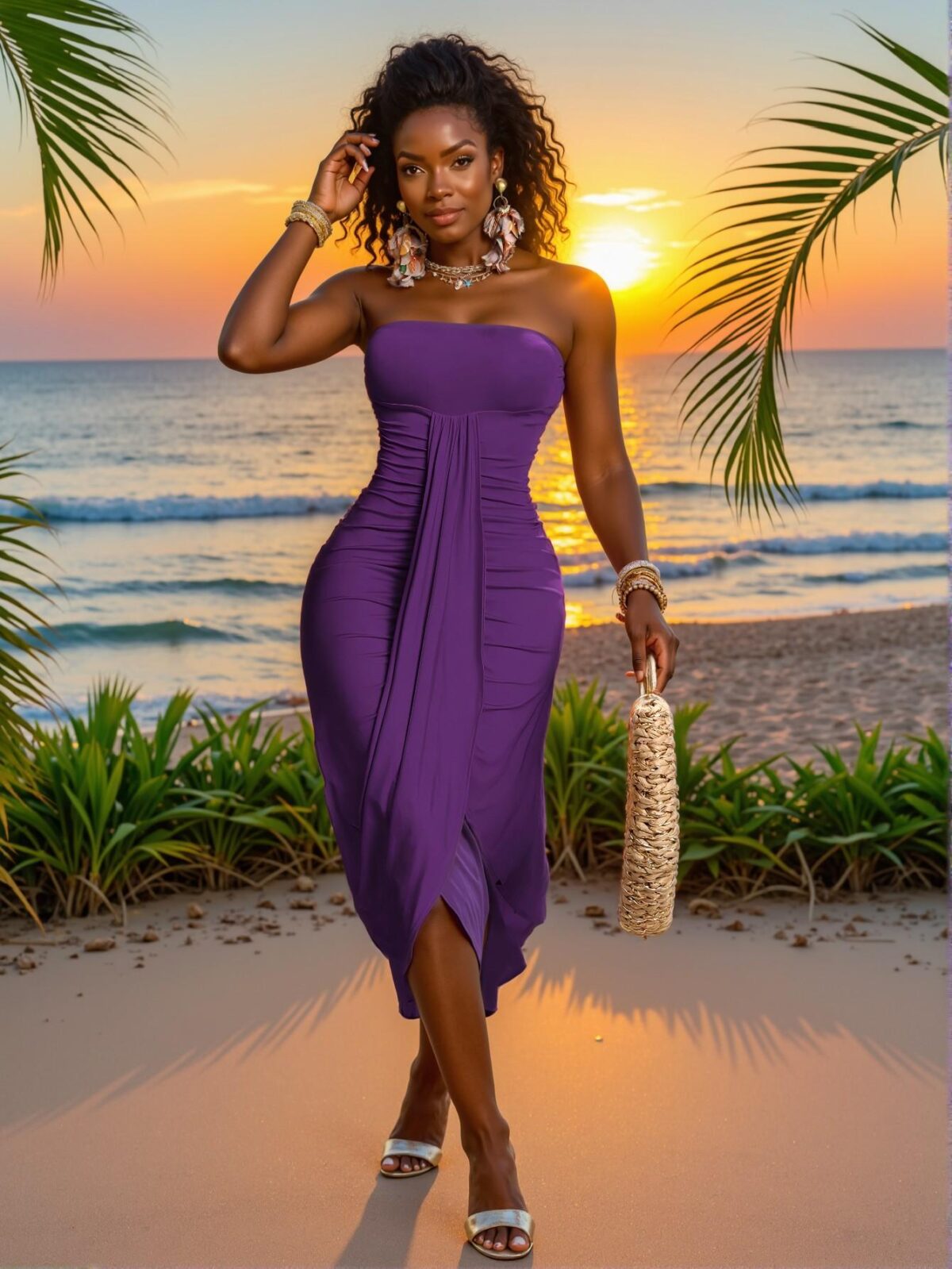 Elegant Purple Strapless High-Low Dress for Spring and Summer, Chic, Classy and Trendy Fashion Style to Dress to Impress - Image 5
