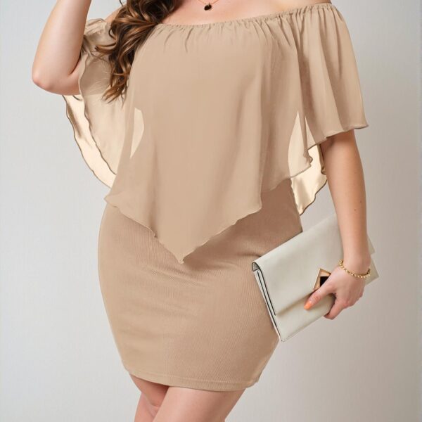 Elegant Khaki Off-Shoulder Bodycon Dress, Stylish and Trendy for Everyday Wear - Chic, Classy, and Trendy Fashion Style to Dress to Impress