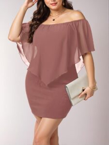 Elegant Redwood Off Shoulder Bodycon Dress with Ruffle Details for a Chic, Classy and Trendy Fashion Style to Dress to Impress