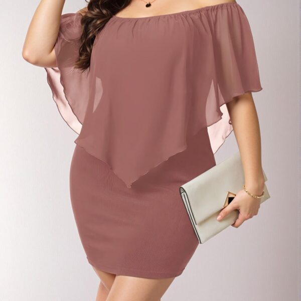 Elegant Redwood Off Shoulder Bodycon Dress with Ruffle Details for a Chic, Classy and Trendy Fashion Style to Dress to Impress