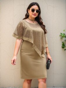 Elegant Apricot Contrast Sequin Evening Dress Chic, Classy and Trendy Fashion Style to Dress to Impress