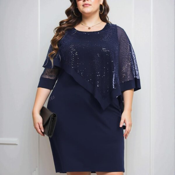Elegant Navy Blue Cloak Sleeve Sequin Dress Chic, Classy and Trendy Fashion Style to Dress to Impress