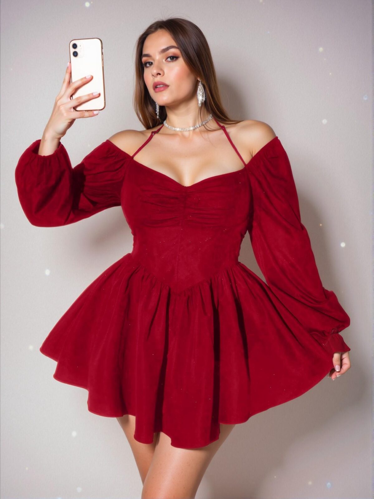 Elegant Red Fashion-Forward Plus Size Long Sleeve Dress, Stylish and Effortless for Daily Outings - Chic, Classy and Trendy Fashion Style to Dress to Impress