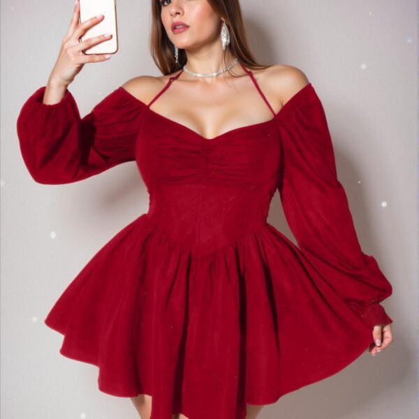Elegant Red Fashion-Forward Plus Size Long Sleeve Dress, Stylish and Effortless for Daily Outings - Chic, Classy and Trendy Fashion Style to Dress to Impress