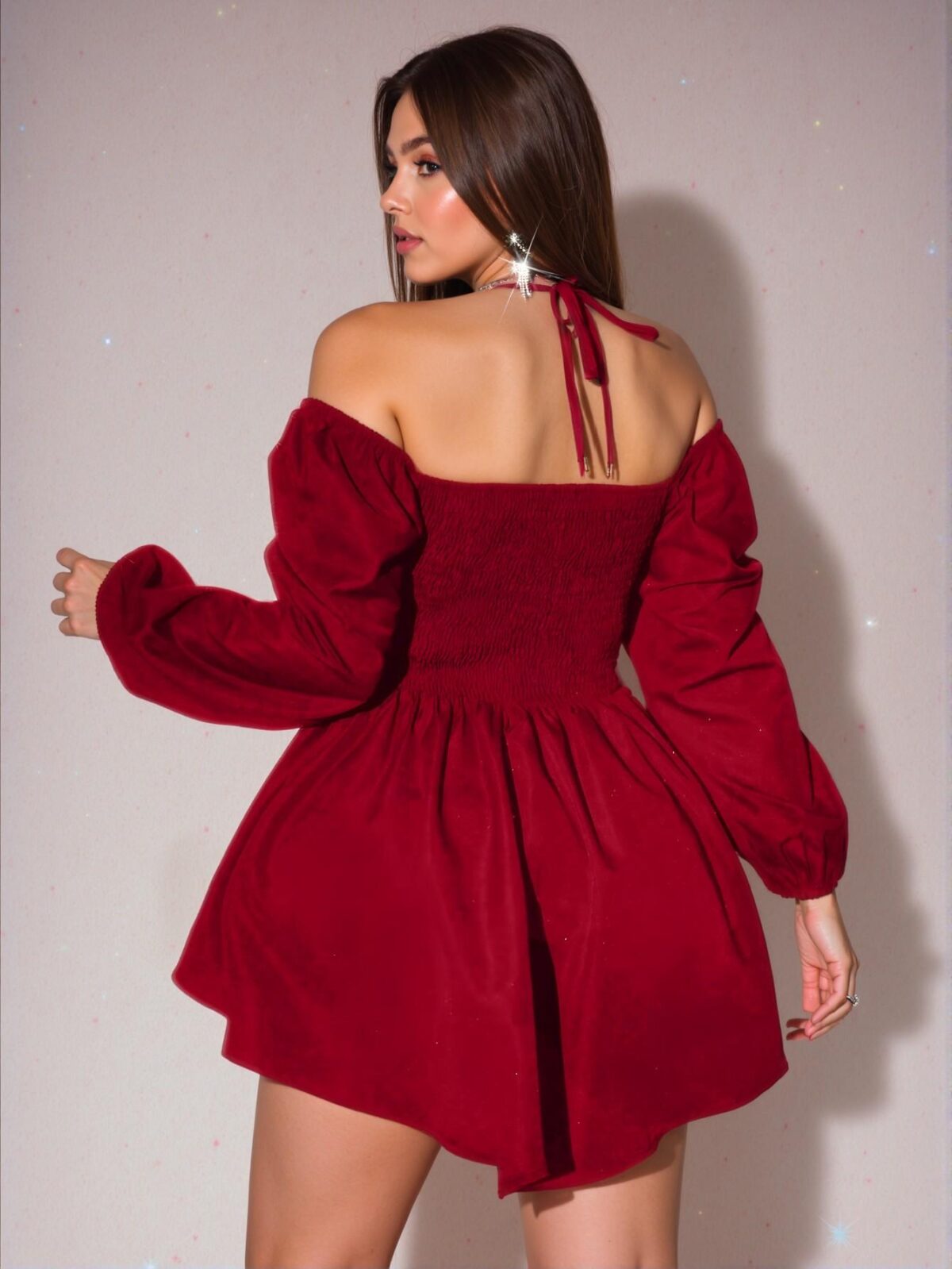 Elegant Red Fashion-Forward Plus Size Long Sleeve Dress, Stylish and Effortless for Daily Outings - Chic, Classy and Trendy Fashion Style to Dress to Impress - Image 2