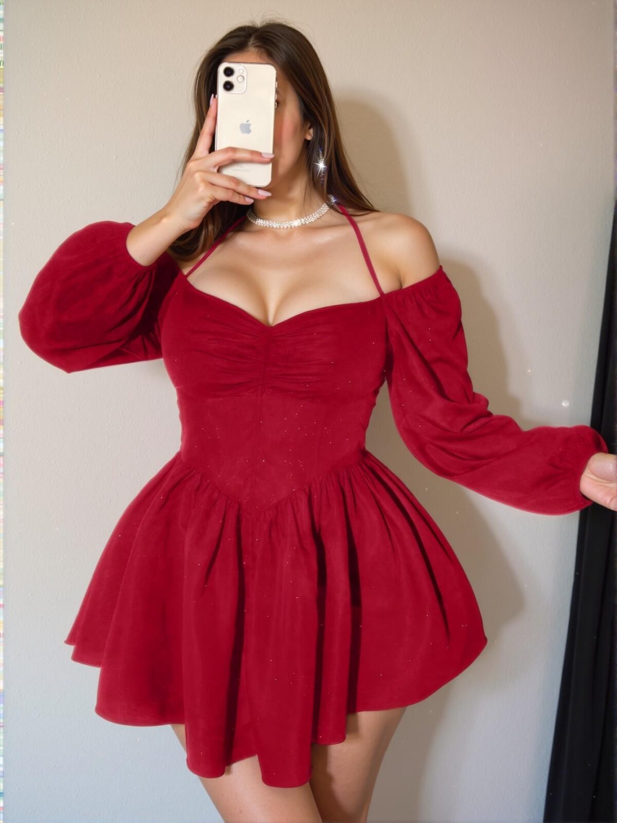 Elegant Red Fashion-Forward Plus Size Long Sleeve Dress, Stylish and Effortless for Daily Outings - Chic, Classy and Trendy Fashion Style to Dress to Impress - Image 5