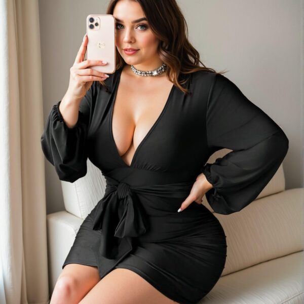 Elegant Red Plus Size Women's Ruched Tie Lantern Sleeve Bodycon Dress - Chic, Classy and Trendy Fashion Style to Dress to Impress
