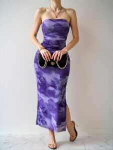Elegant Purple Off-Shoulder Floral Print Maxi Dress with Side Slit for Spring and Summer - Chic, Classy and Trendy Fashion Style to Dress to Impress