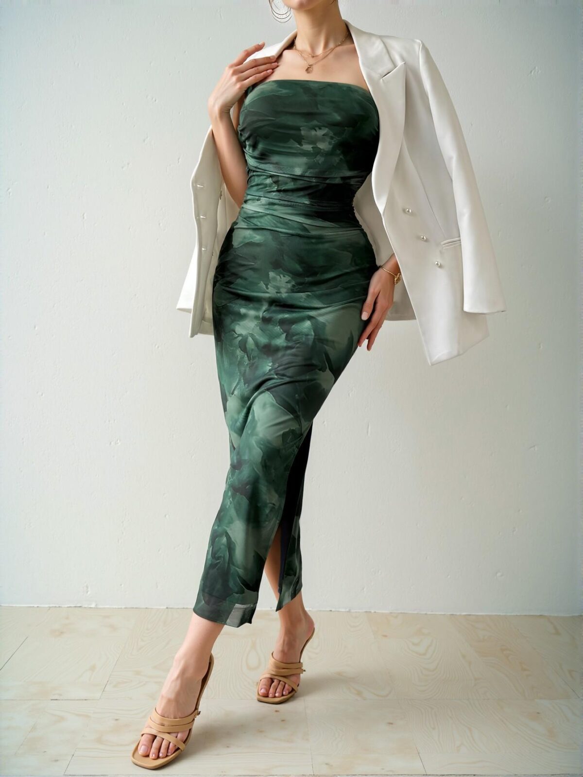 Elegant Dark Green Stylish Tie Dye Split Thigh Tube Bodycon Maxi Dress for Spring and Summer – Chic, Classy and Trendy Fashion Style to Dress to Impress