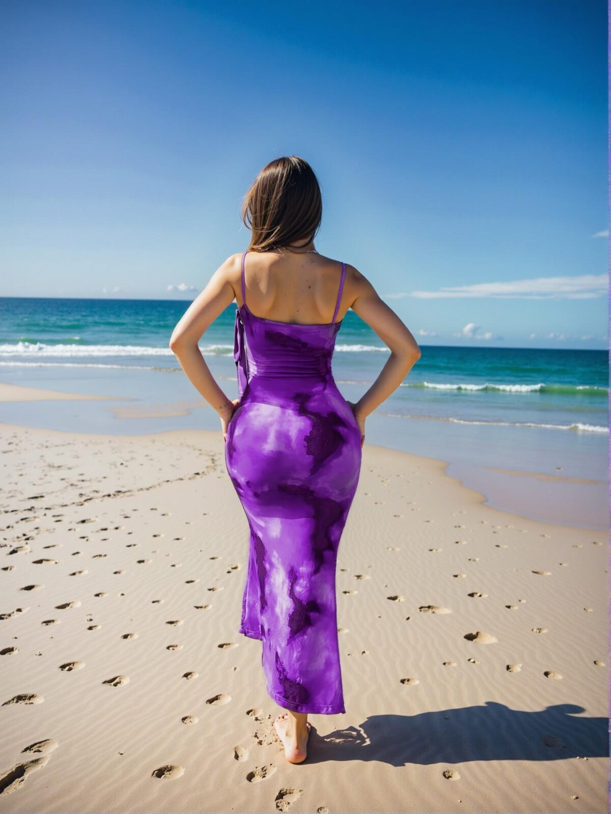 Elegant Purple Stylish Slim-Fit Gradient Floral Cami Maxi Dress for Spring and Summer - Chic, Classy and Trendy Fashion Style to Dress to Impress - Image 2