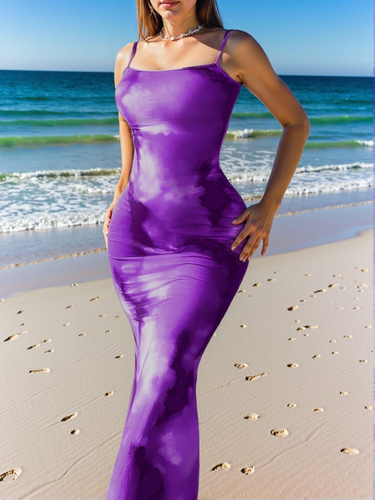 Elegant Purple Stylish Slim-Fit Gradient Floral Cami Maxi Dress for Spring and Summer - Chic, Classy and Trendy Fashion Style to Dress to Impress - Image 4