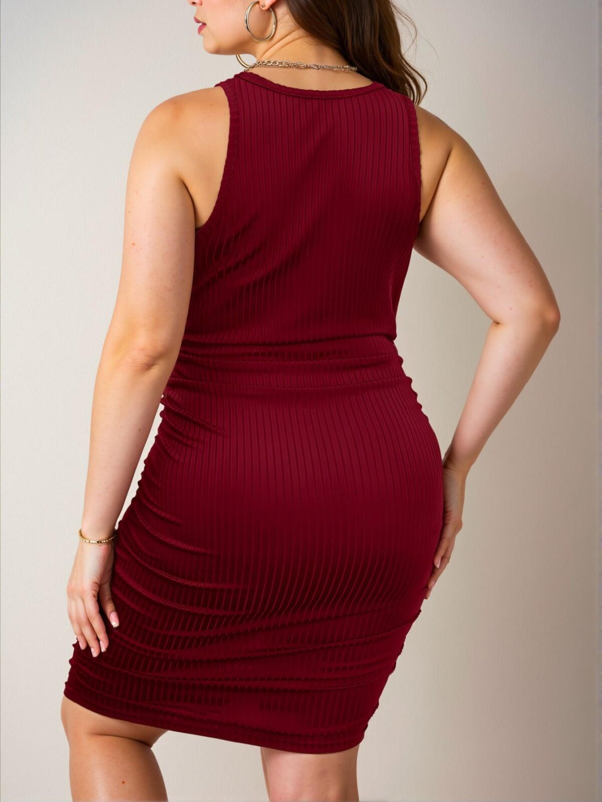 Elegant Burgundy Ruched Side Bodycon Dress Chic, Classy and Trendy Fashion Style to Dress to Impress - Image 2