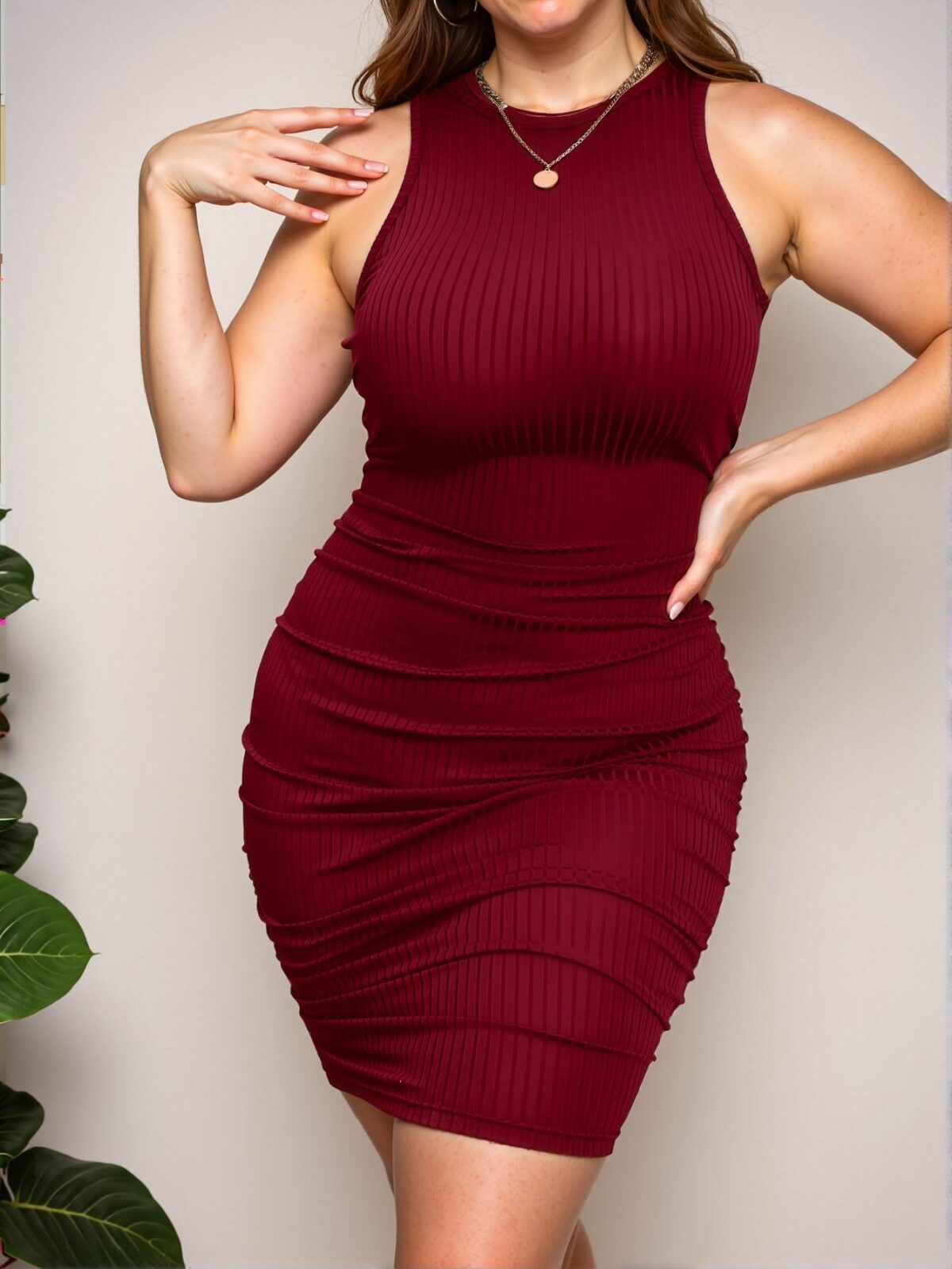 Elegant Burgundy Ruched Side Bodycon Dress Chic, Classy and Trendy Fashion Style to Dress to Impress - Image 5