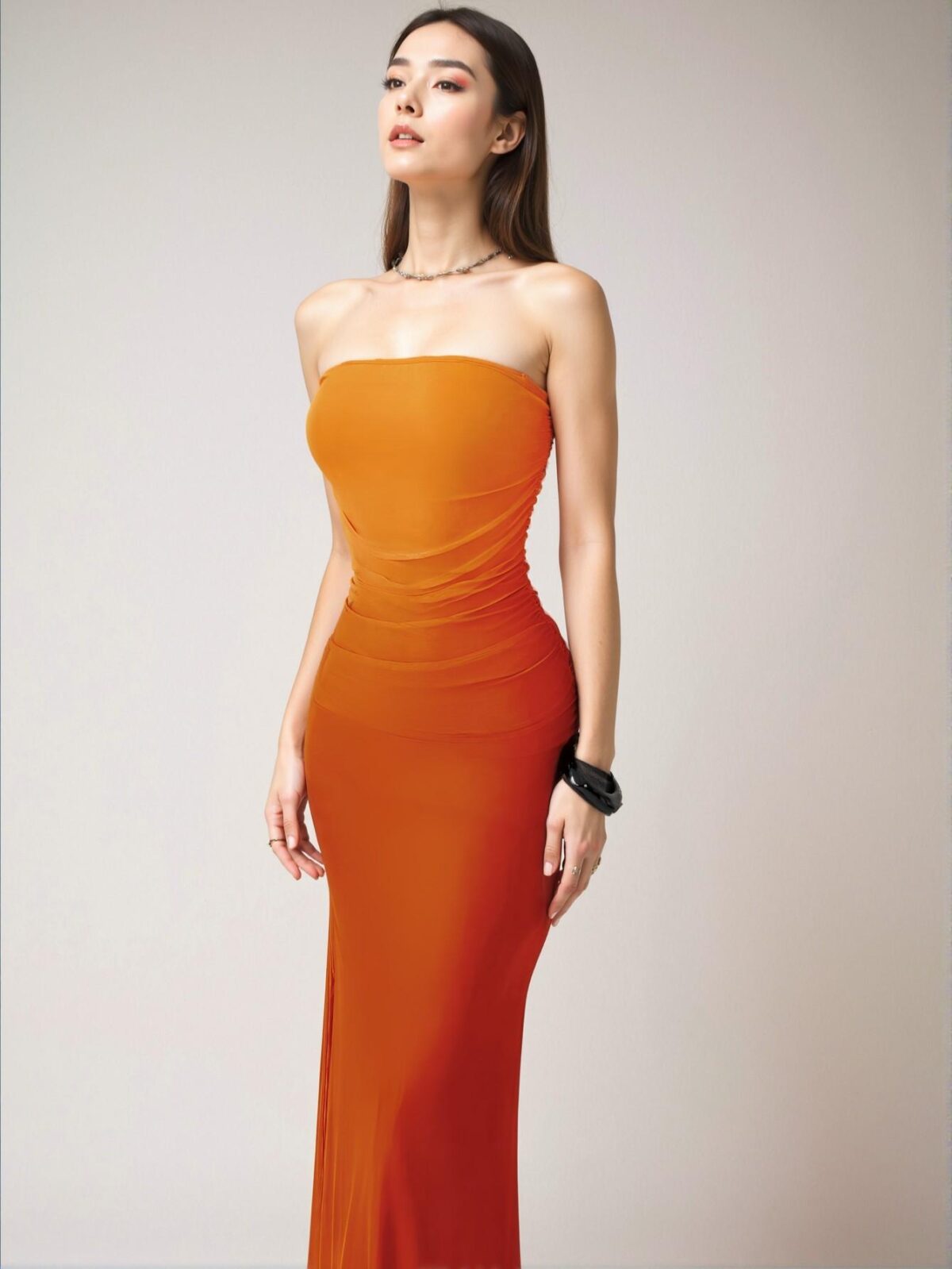 Elegant Multicolor Ombre Mesh Printed Bandeau Bodycon Dress for Women’s Spring and Summer Fashion - Chic, Classy and Trendy Style to Dress to Impress - Image 4