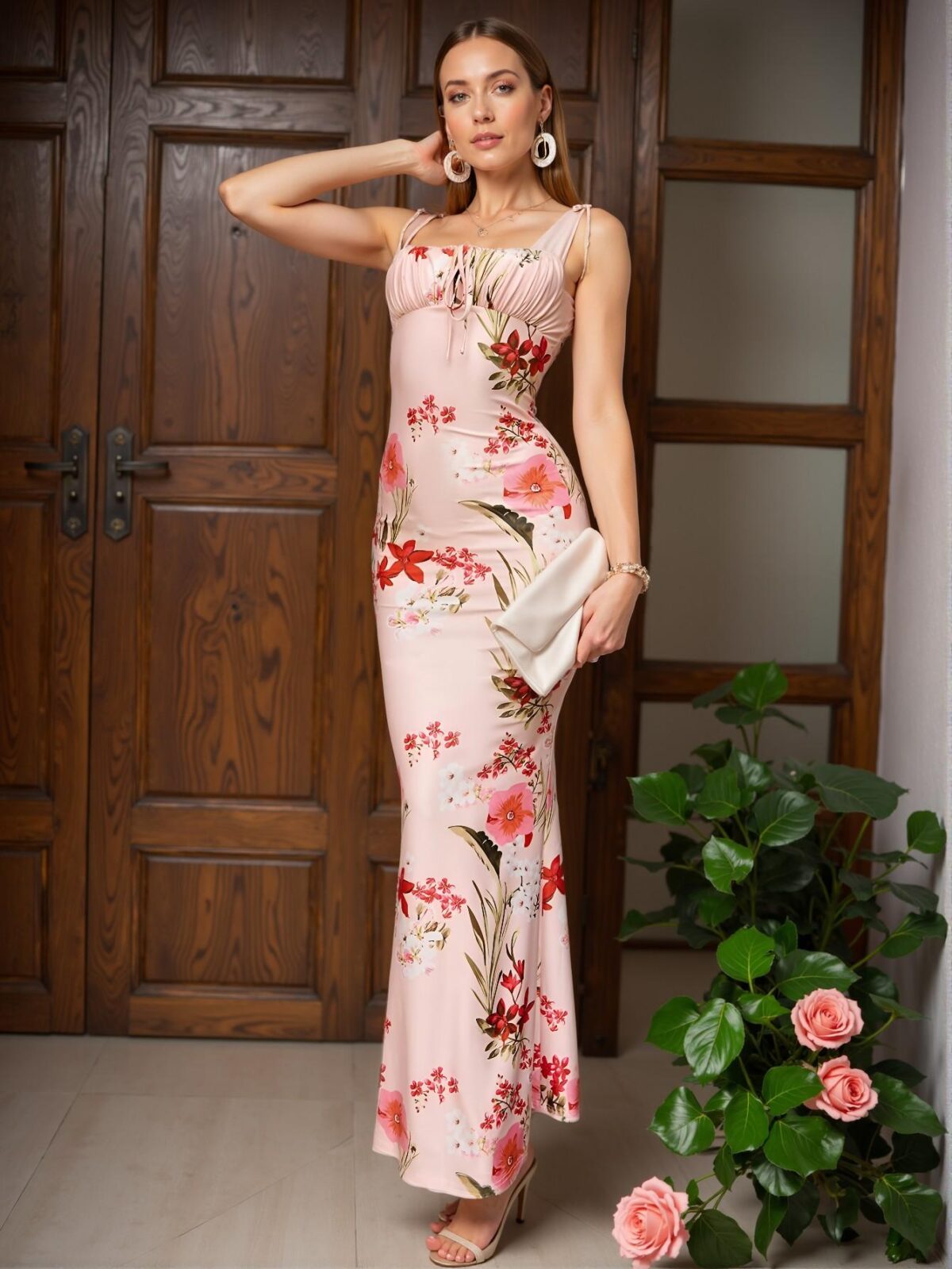 Elegant Pink Mermaid Hem Floral Cami Dress for Spring and Summer - Chic, Classy, and Trendy Fashion Style to Dress to Impress - Image 5