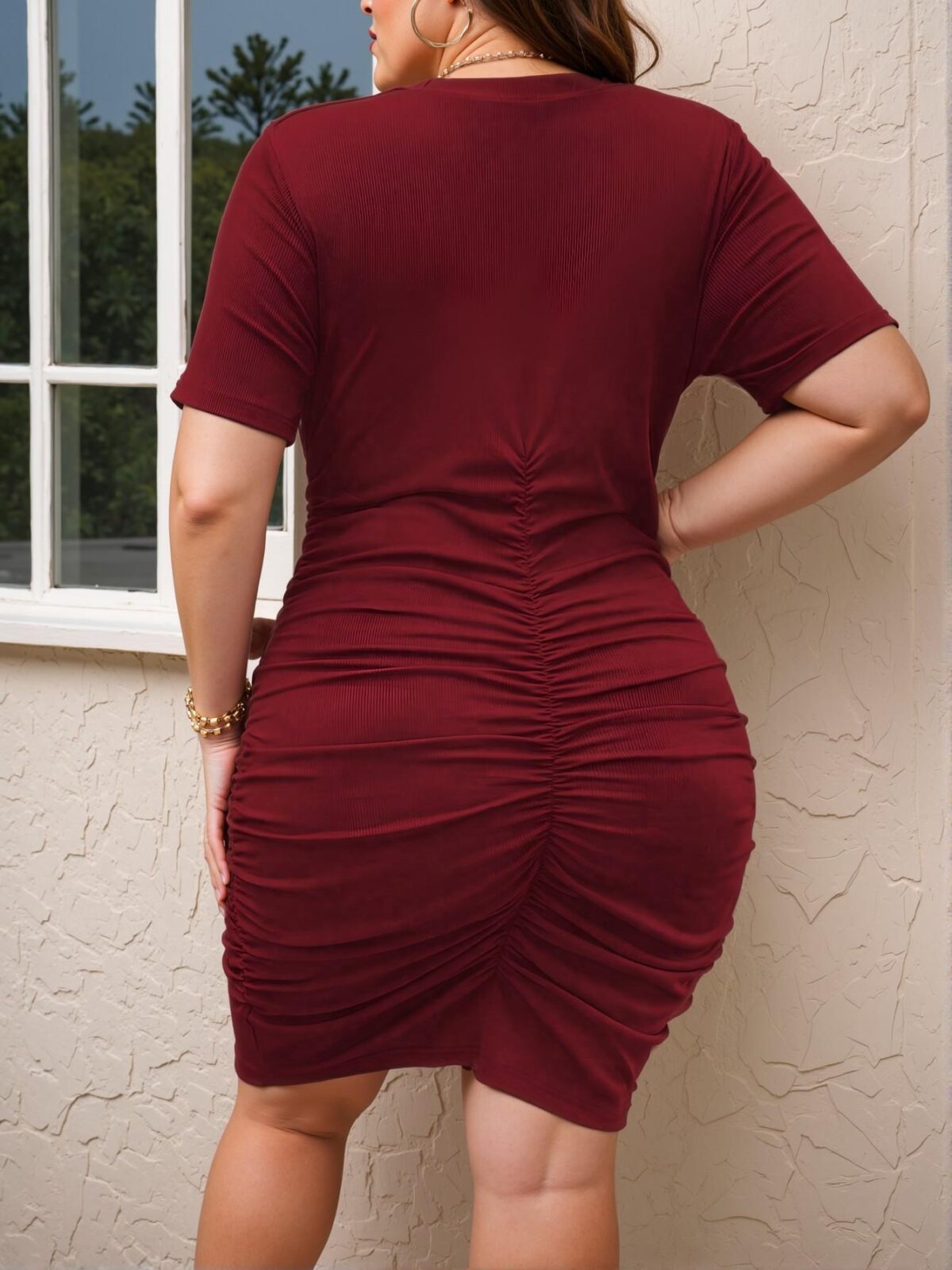 Elegant Red Stylish Plus Size Ruffle Short Sleeve Dress for Women’s Summer and Birthday Celebrations – Chic, Classy and Trendy Fashion Style to Dress to Impress - Image 2