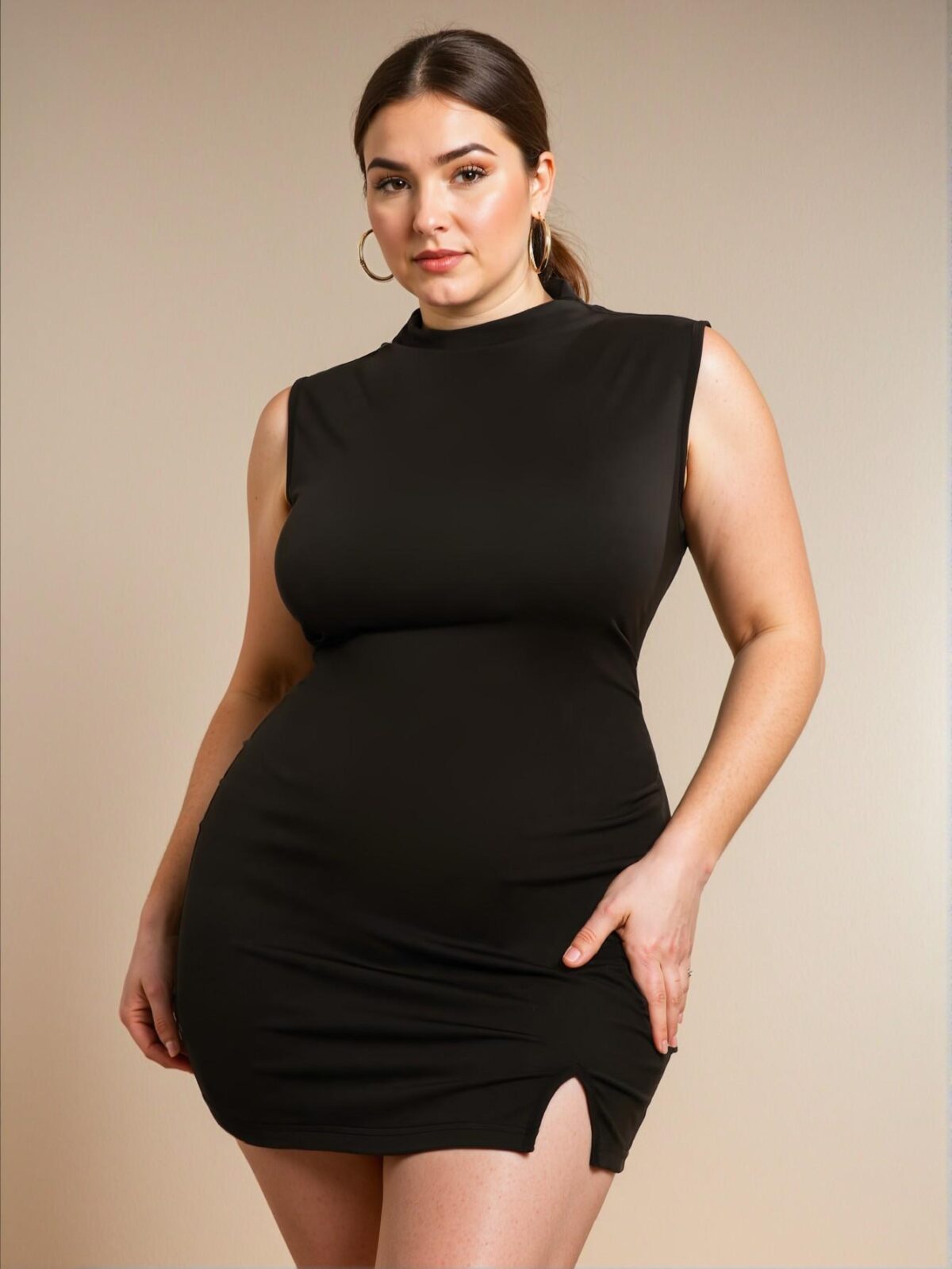 Elegant Black Bodycon Sleeveless Midi Dress Perfect for Romantic Dates, Afternoon Tea, Commuting and Formal Events with a Chic and Classy Vibe to Dress to Impress - Image 2