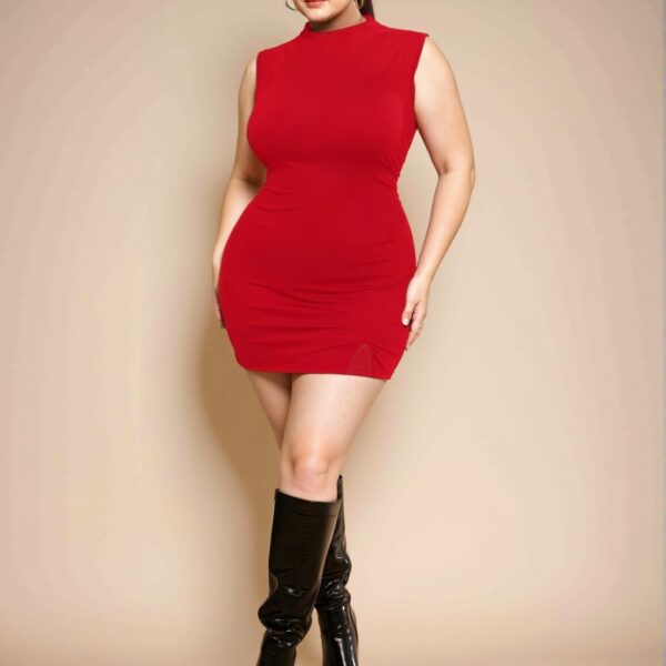Elegant Red Bodycon Midi Dress with Split Hem and Sleeveless Design for Date Nights, Afternoon Teas, Weddings, and Parties - Chic, Classy and Trendy Fashion Style to Dress to Impress