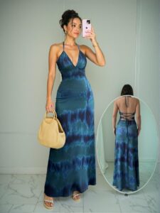 Elegant Multicolor Flared Backless Tie-Up Long Dress for Spring and Summer: Chic, Classy, and Trendy Fashion Style to Dress to Impress