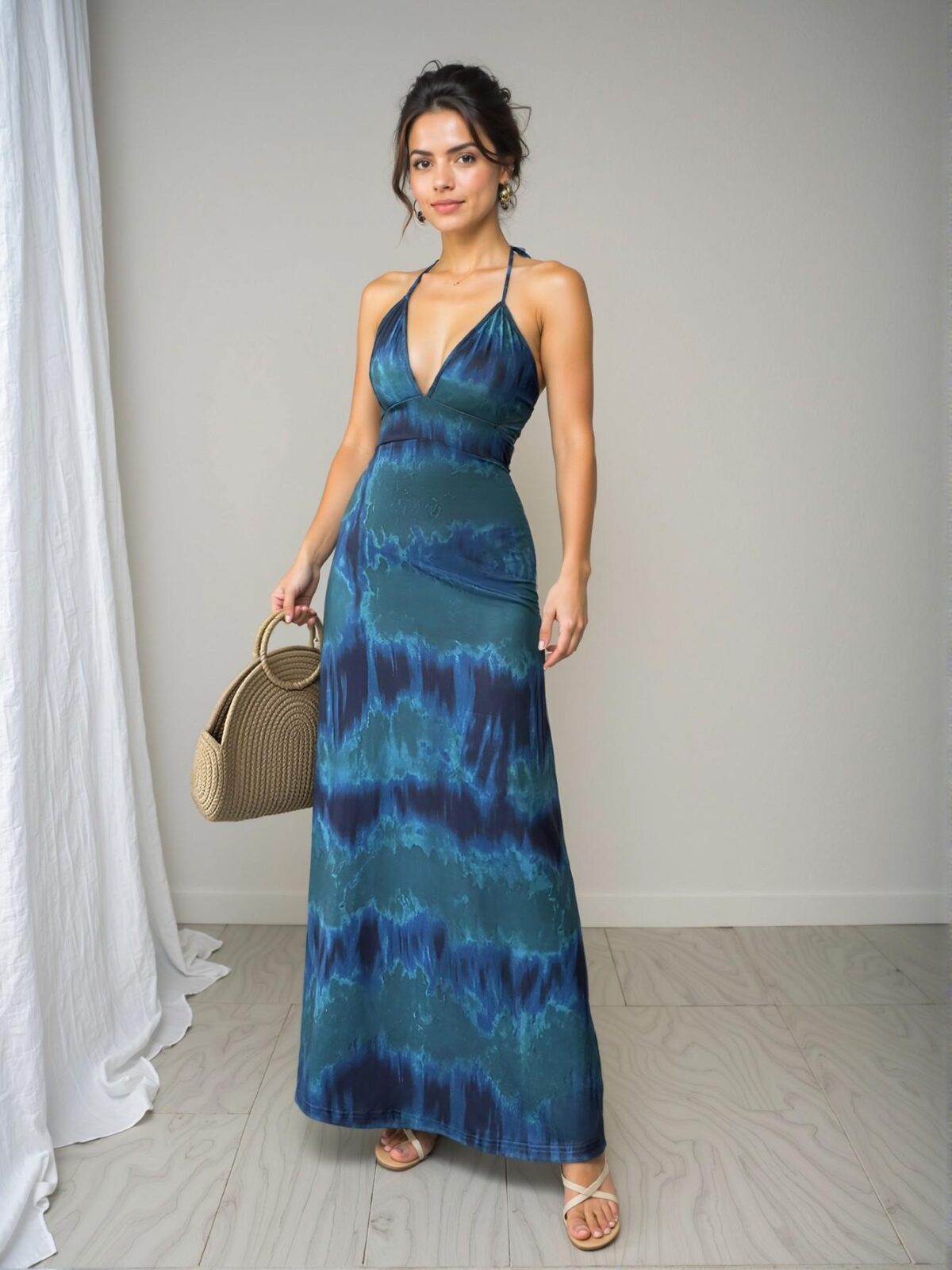 Elegant Multicolor Flared Backless Tie-Up Long Dress for Spring and Summer: Chic, Classy, and Trendy Fashion Style to Dress to Impress - Image 4