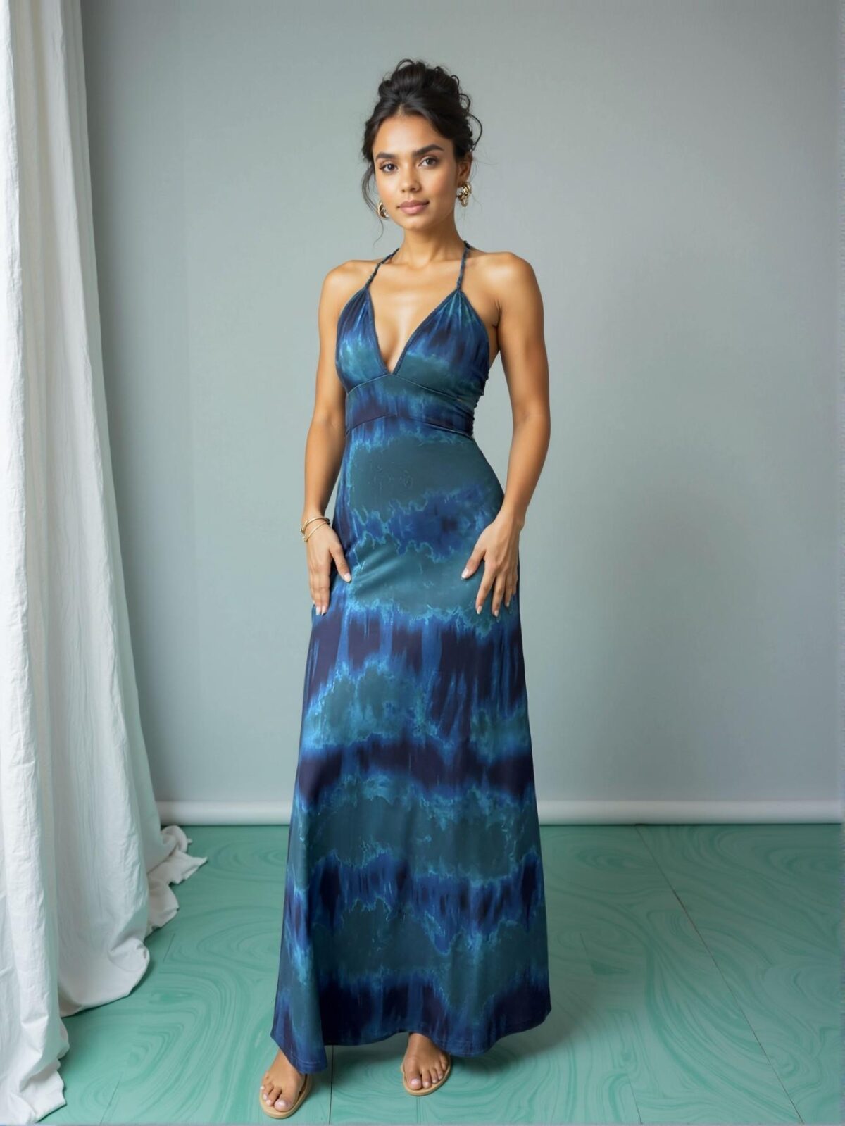 Elegant Multicolor Flared Backless Tie-Up Long Dress for Spring and Summer: Chic, Classy, and Trendy Fashion Style to Dress to Impress - Image 5