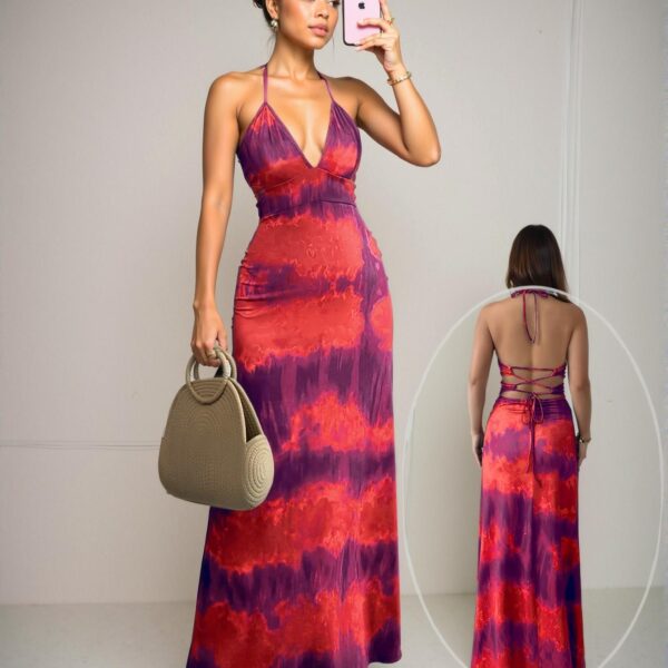 Elegant Coral Orange Chic Halter Cami Dress with Flared Design for Effortless Summer Style - Chic, Classy and Trendy Fashion Style to Dress to Impress