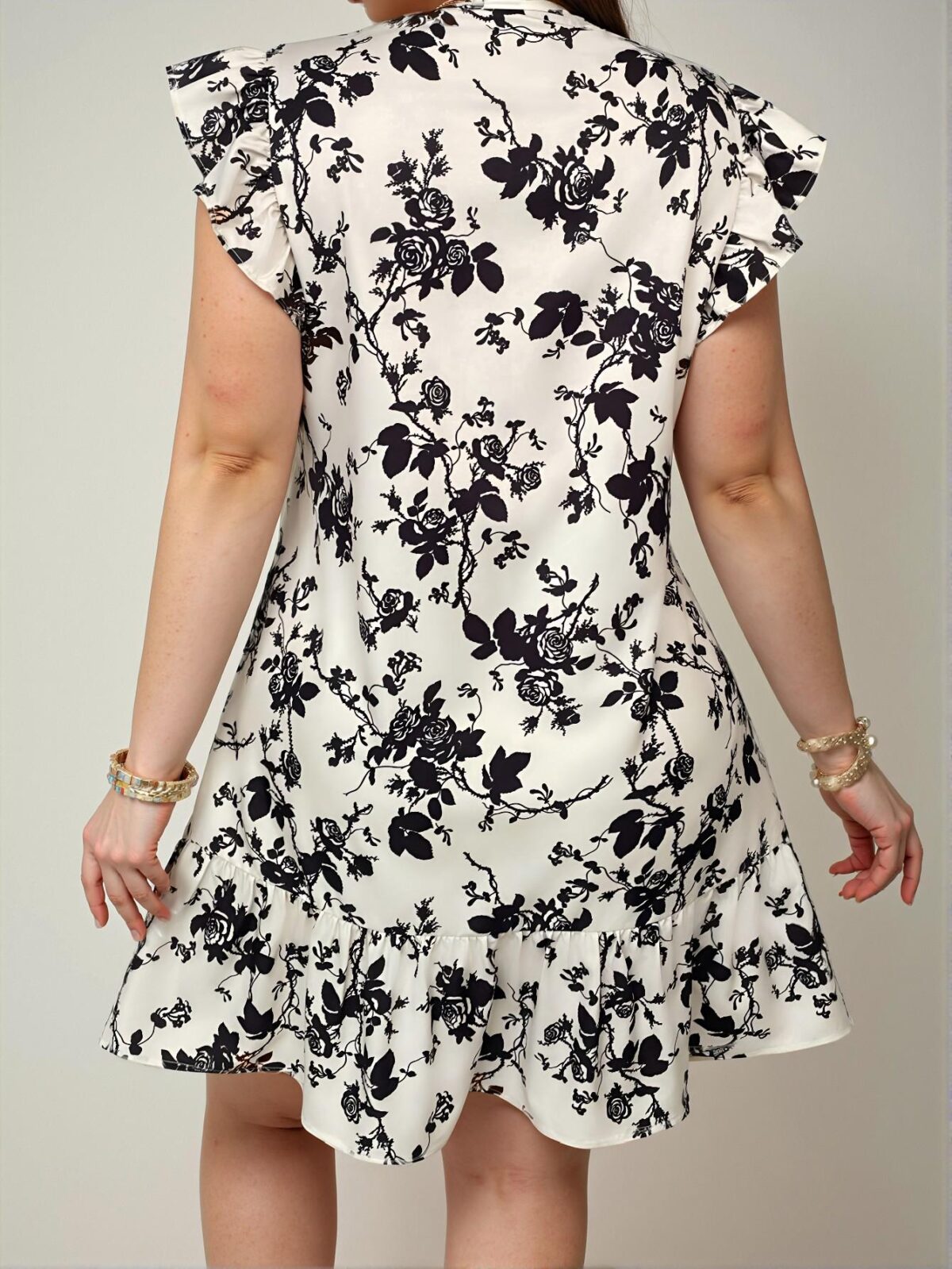Elegant Apricot Flounce Sleeve Vacation Mini V-Neck A-Line Dress Chic, Classy and Trendy Fashion Style to Dress to Impress - Image 2