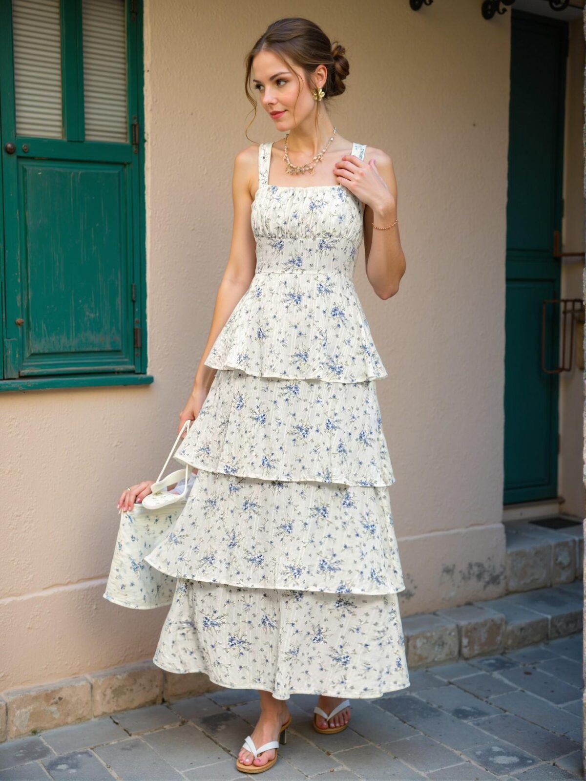 Elegant Multicolor Boho Floral-Patterned Halter Dress Perfect for Vacations, Office Wear, and Festive Gatherings – Chic, Classy and Trendy Fashion Style to Dress to Impress - Image 3
