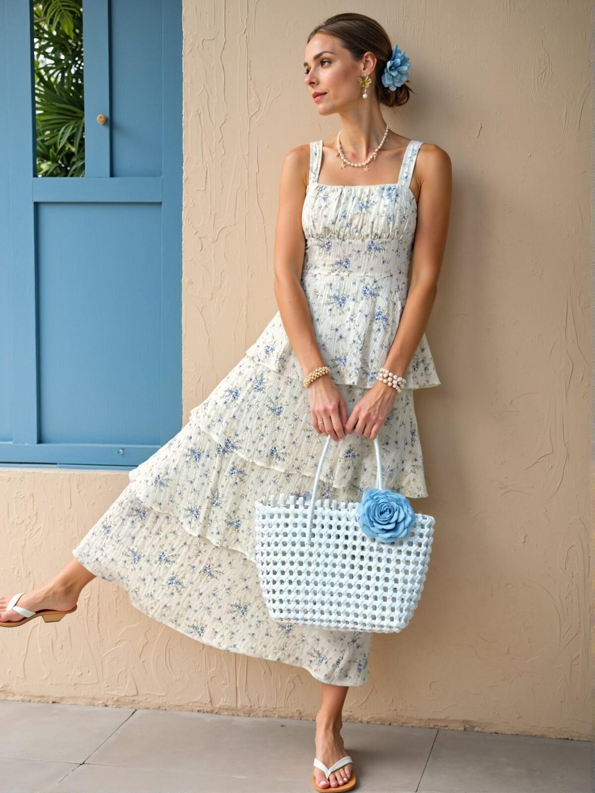 Elegant Multicolor Boho Floral-Patterned Halter Dress Perfect for Vacations, Office Wear, and Festive Gatherings – Chic, Classy and Trendy Fashion Style to Dress to Impress - Image 5