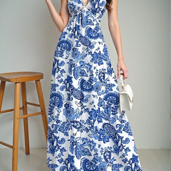 Elegant Blue Oversized Bohemian Print Casual Dress Perfect for Summer, Beach Getaways, Spring Break, Music Festivals, and Graduation Celebrations "Chic, Classy and Trendy Fashion Style to Dress to Impress"